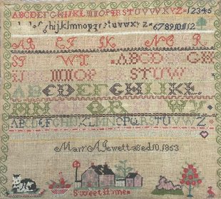 Mary A Jewett 1853 Sampler