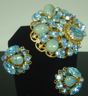 Regency Blue Rhinestone Filligree Set