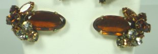 Regency Brown Oval Shaped Rhinestone Earrings