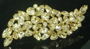 Regency Golden Colored Rhinestone Brooch