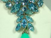 Regency Blue Rhinestone Faux Turquoise Brooch